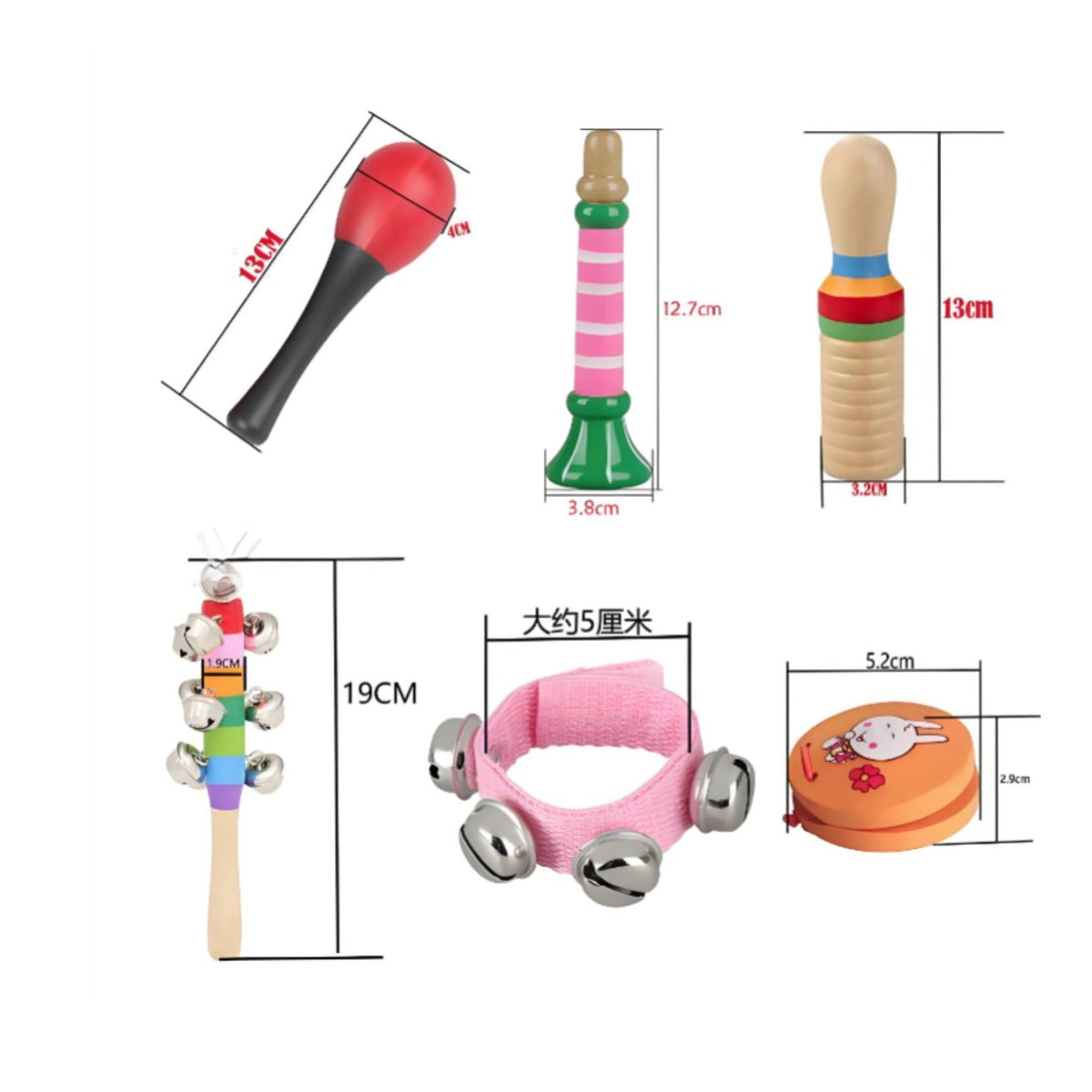 10 Pieces Rhythm Percussion Set Educational Children's Musical Instrument Music Set Learning Preschool Percussion Kit for Stage Performances