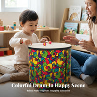 Rhythm Drum Rhythm Percussion Instrument Clear Sound Colored Wooden Rawhide Drum for Classroom