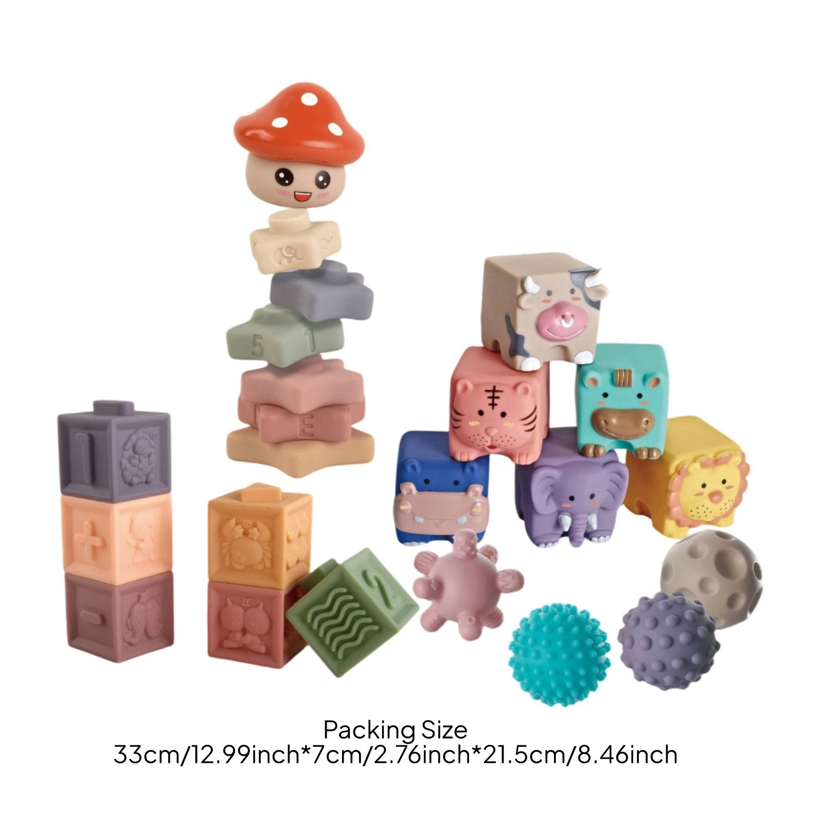 Press Building Blocks Chewable Soft Stacking Blocks Educational for Bathroom