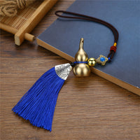 Colorful Tassels Car Rearview Mirror Ornament Versatile Use Brass Gourd Hanging Ornament Symbol of Prosperity for Women, Gift Givers