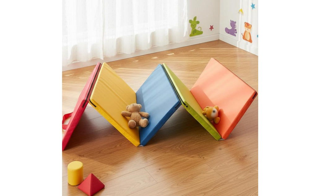 Foldable Folding Tumbling Mat Thick Padded Rainbow Kids Mat Easy to Stow-Away Eco-Friendly for Playroom