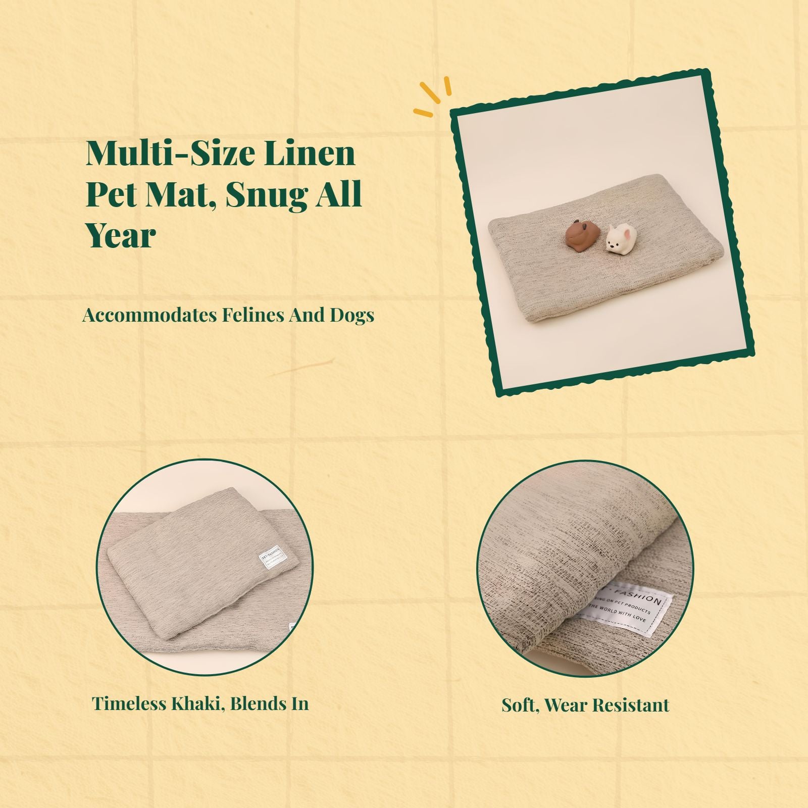 Dog Bed Mat, Winter Warm Kennel Pad, Soft cleanable Pet Sofa, Suitable for Small, average, and Large Dogs and felines