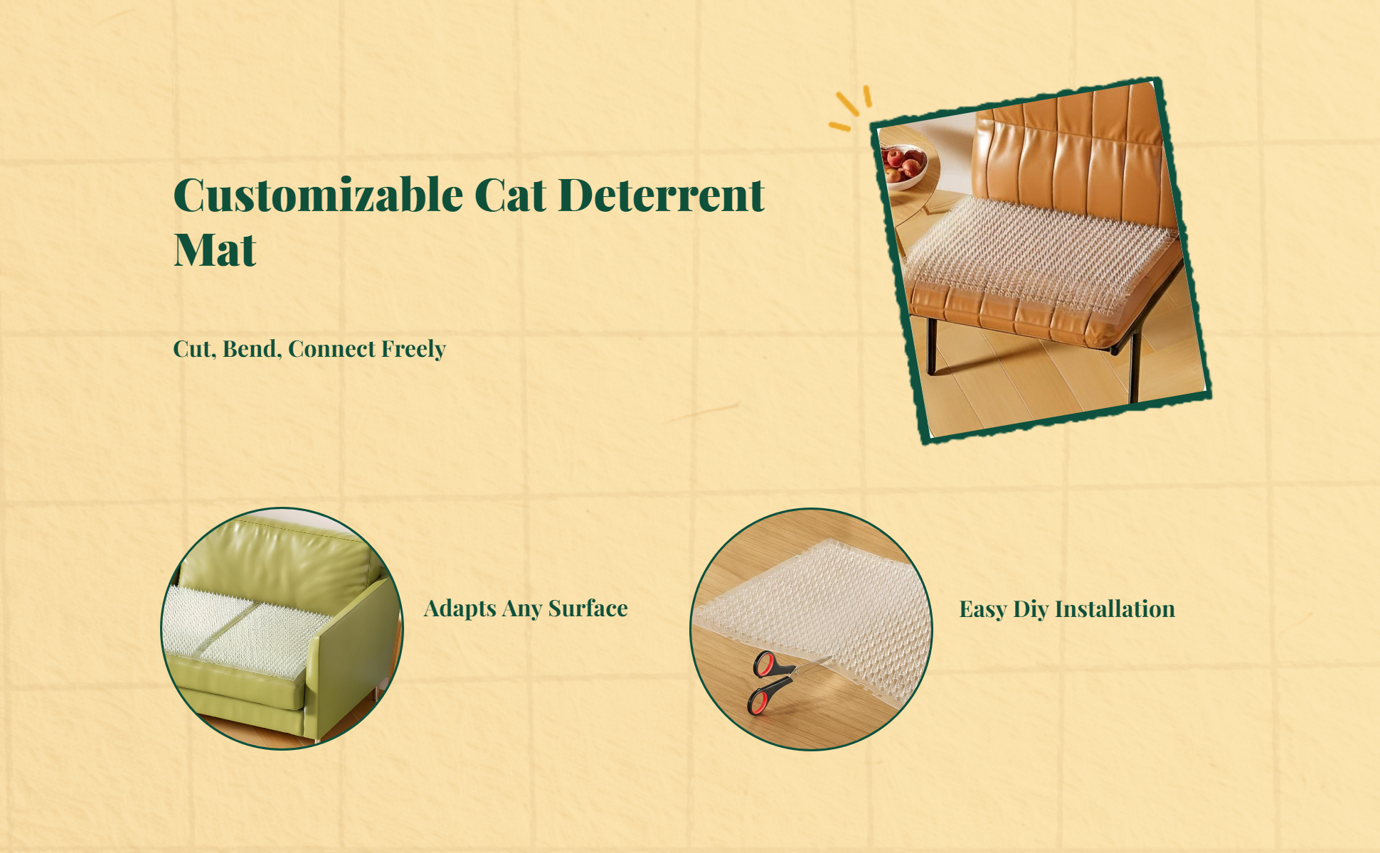 Cat Deterrent Prong Mat for Sofa, Bed & Couch Guard