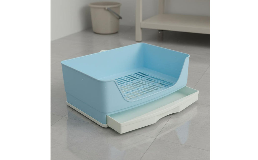 Rabbit Litter Box with Drawer Detachable Grid High-Sided Rabbit Potty