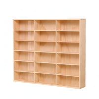 Toy Car Display Rack Natural Wood Partitioned Wooden Cabinet Large Capacity