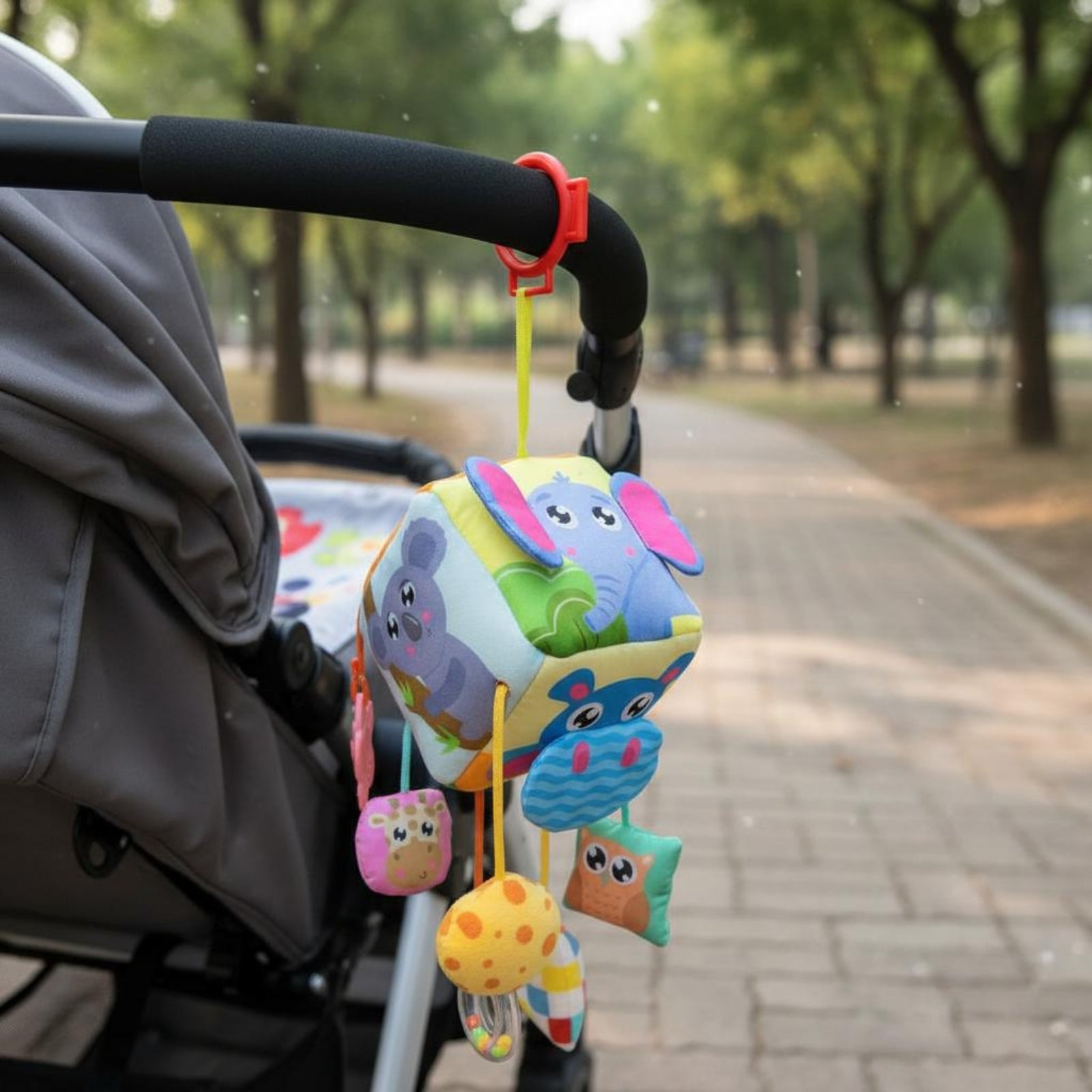 Baby Carriage Hanging Toy Teether Activity Cushioned Travel Friendly