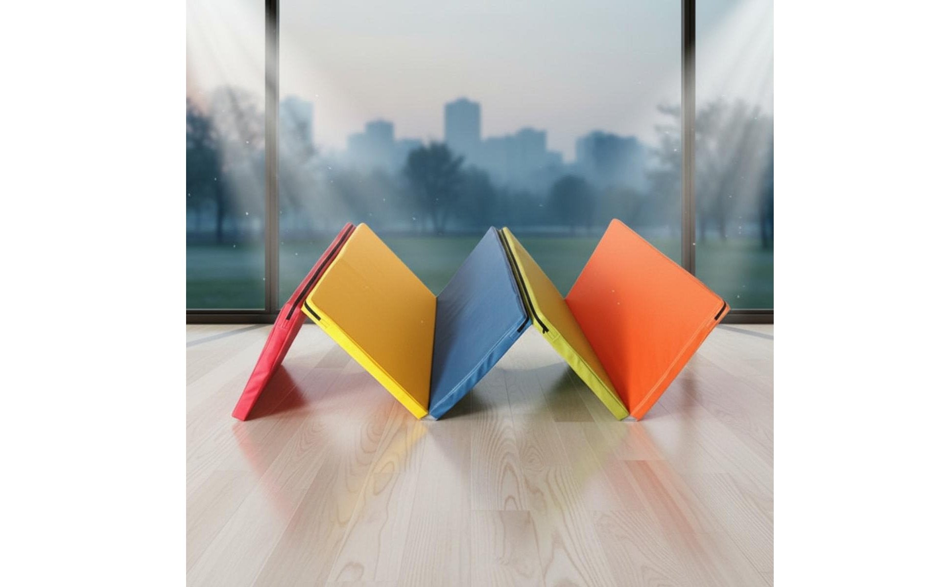 Foldable Folding Tumbling Mat Thick Padded Rainbow Kids Mat Easy to Stow-Away Eco-Friendly for Playroom