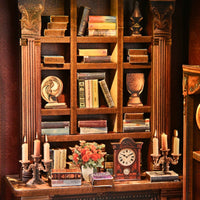 DIY Book Nook Detailed Interior Miniature Library Scene Precision-Cut Wood