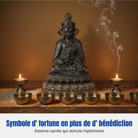 Aged Bronze Buddha Statue, Alloy, Tibetan Yellow Jambhala, Home, Random