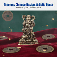 Brass Martial God Figurine, Zhao Gongming, Vintage Chinese Tea Pet Decor