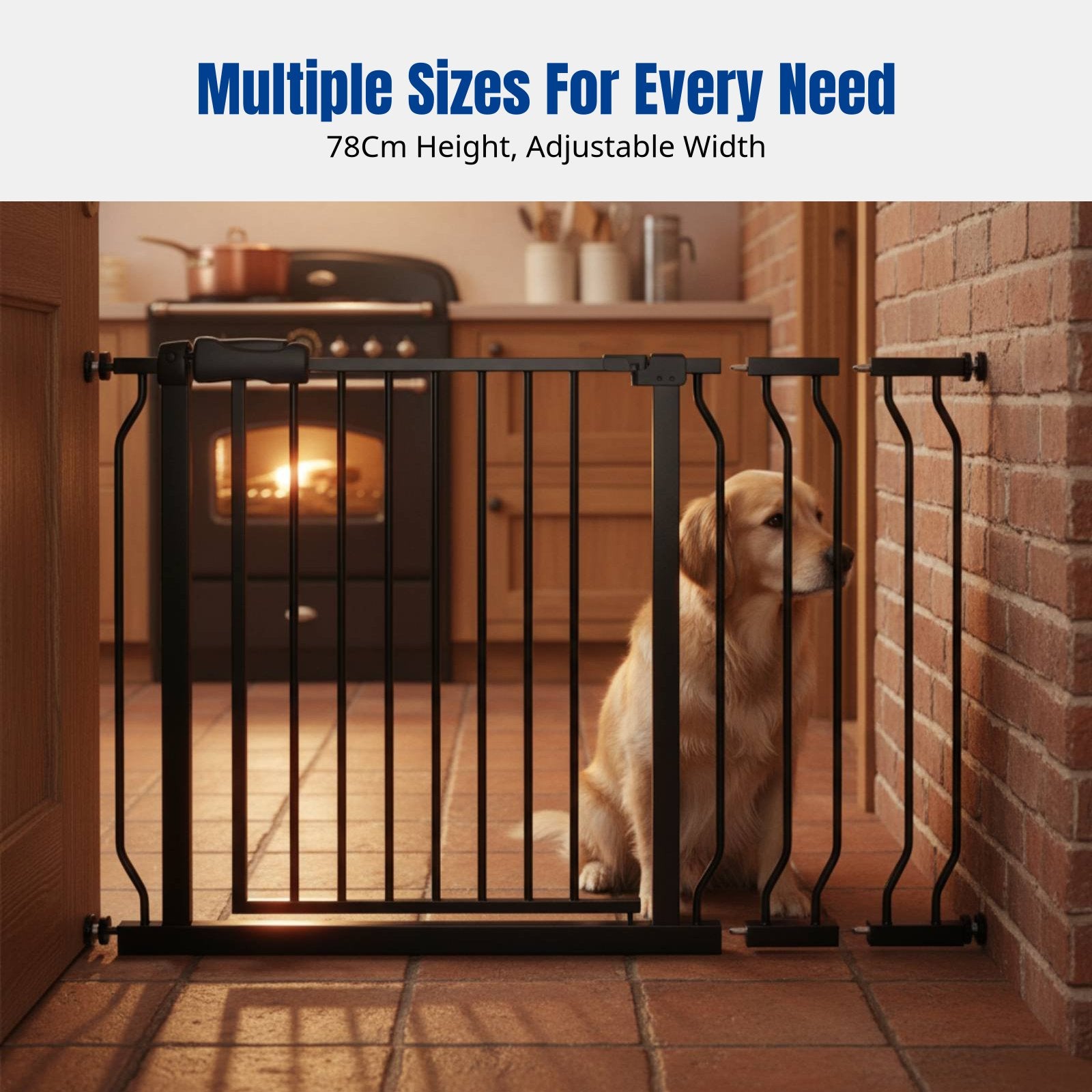 Child Gate, Adjustable Stairway Barrier, No-Drill Indoor Pet Fence for Home