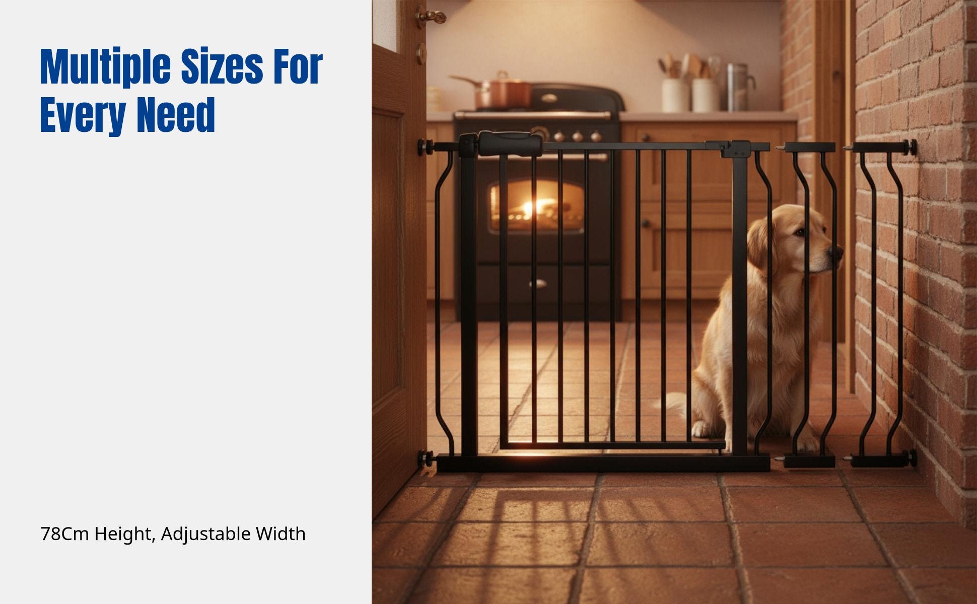 Child Gate, Adjustable Stairway Barrier, No-Drill Indoor Pet Fence for Home