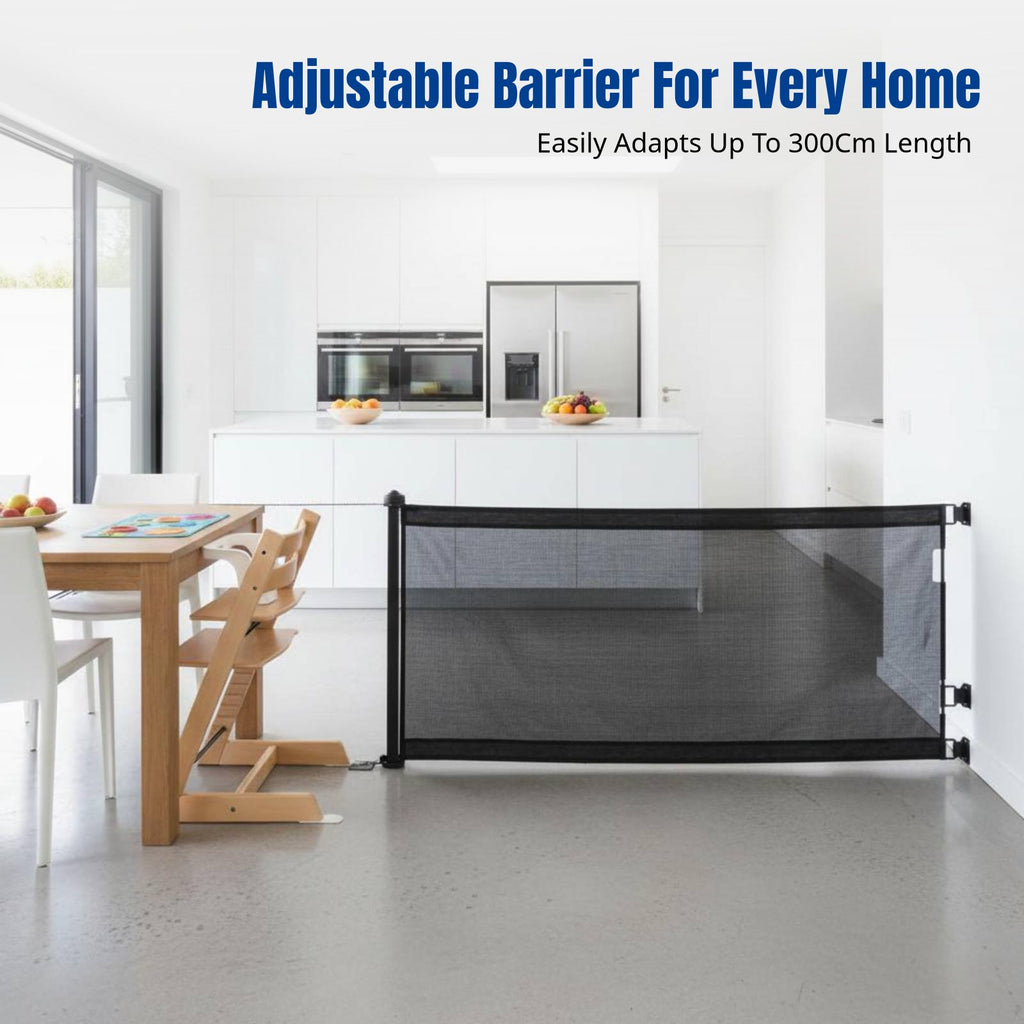 Adjustable Gate for Children and Pets, Retractable Stair Barrier, Home Fence