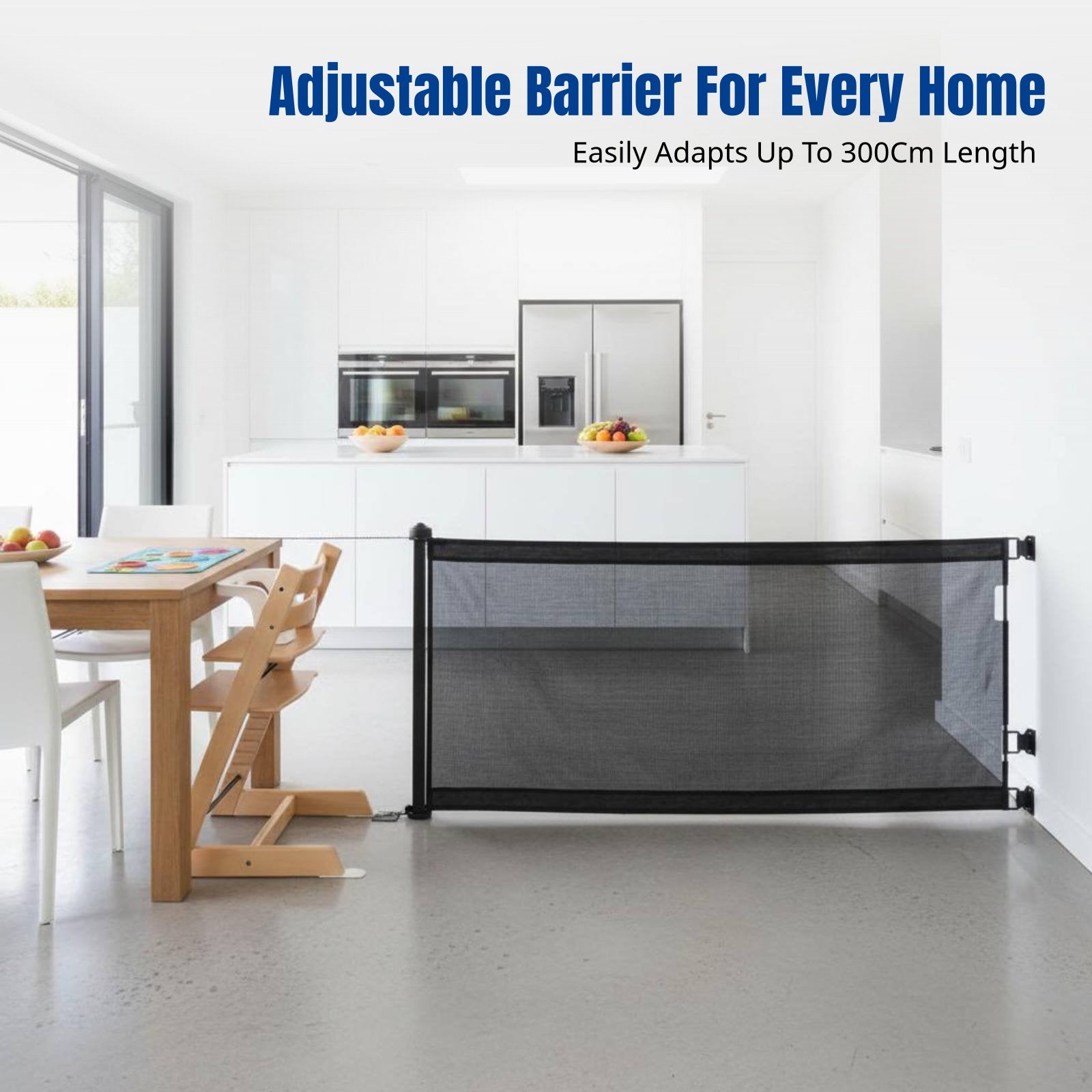 Adjustable Gate for Children and Pets, Retractable Stair Barrier, Home Fence