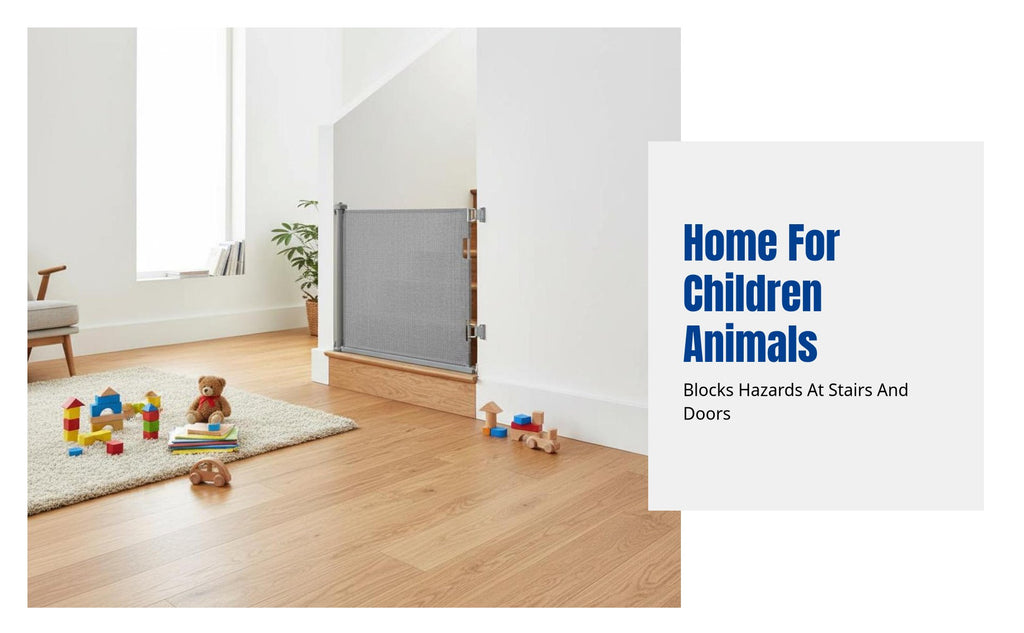Adjustable Gate for Children and Pets, Retractable Stair Barrier, Home Fence