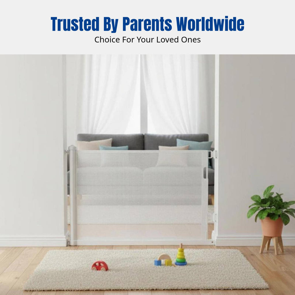 Adjustable Gate for Children and Pets, Retractable Stair Barrier, Home Fence