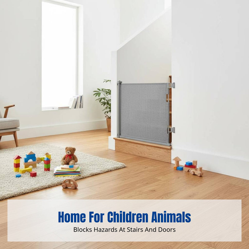 Adjustable Gate for Children and Pets, Retractable Stair Barrier, Home Fence