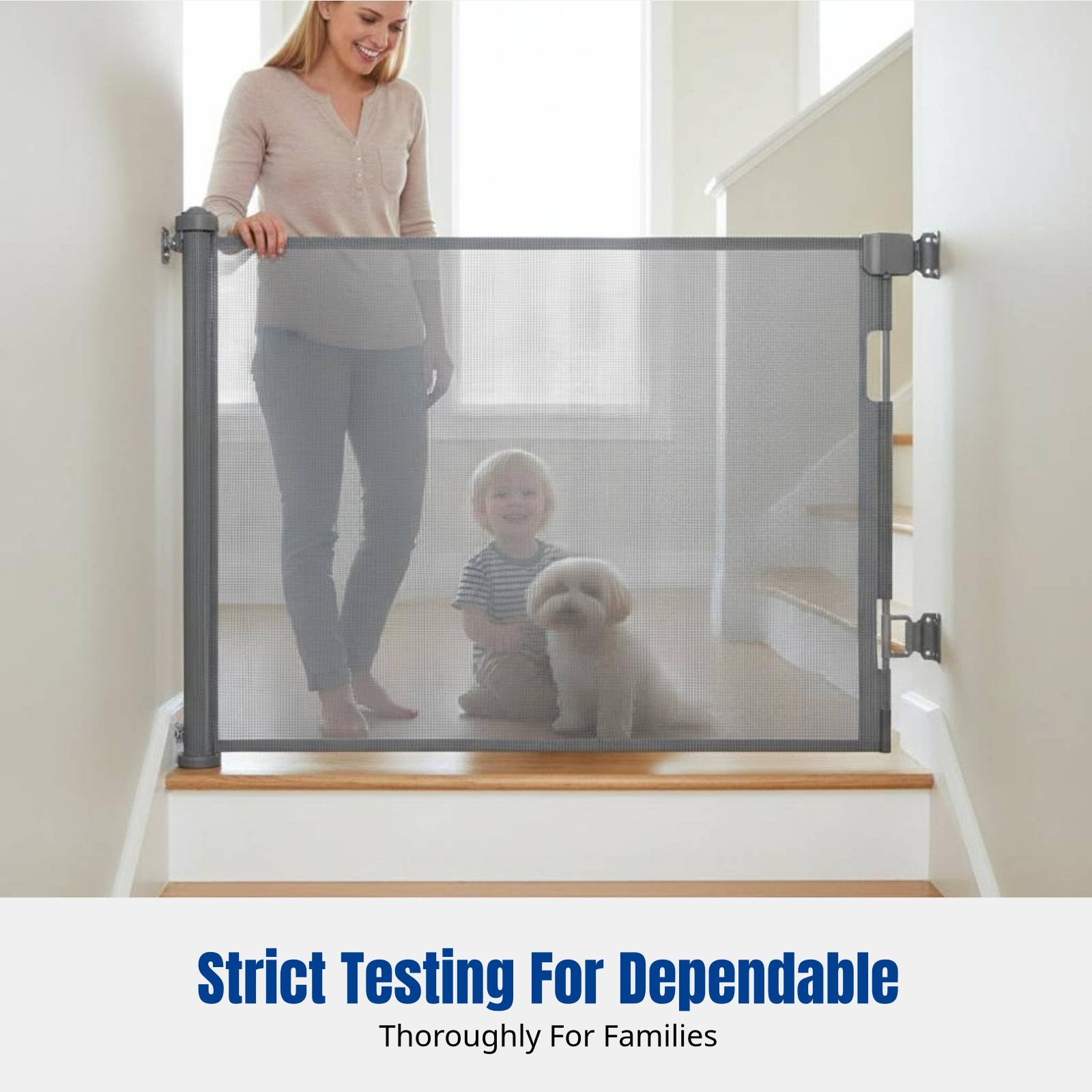 Adjustable Gate for Children and Pets, Retractable Stair Barrier, Home Fence